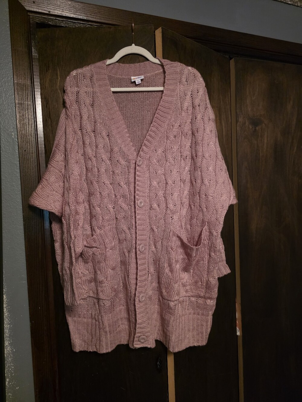 LuLaRoe Dusty Rose Cable-Knit Button Cardigan